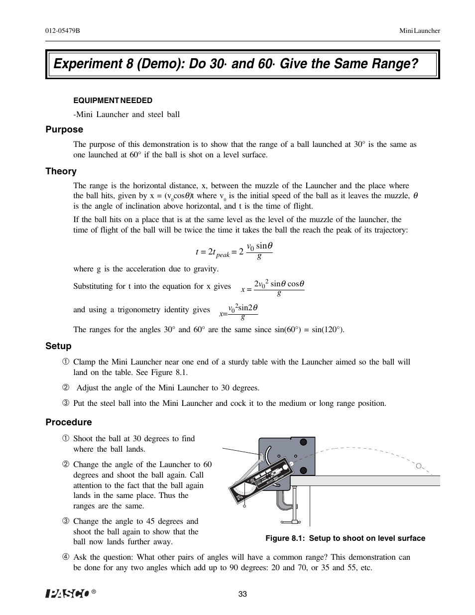 PASCO ME-6825A MINI LAUNCHER User Manual | Page 35 / 39