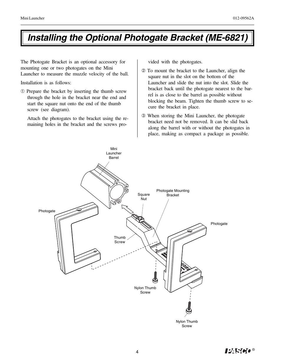 PASCO ME-6825A MINI LAUNCHER User Manual | Page 6 / 39