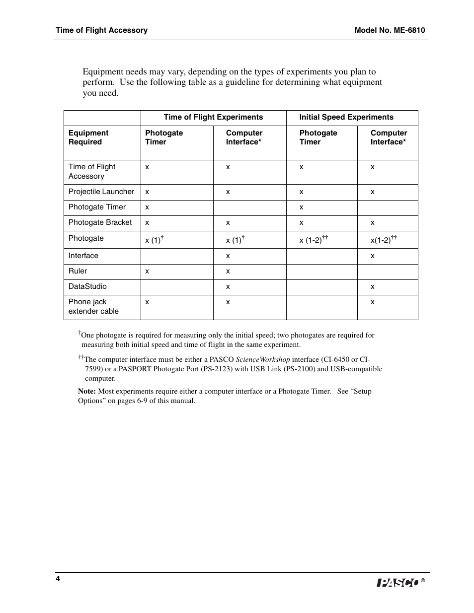 PASCO ME-6810 Time of Flight Accessory User Manual | Page 4 / 24