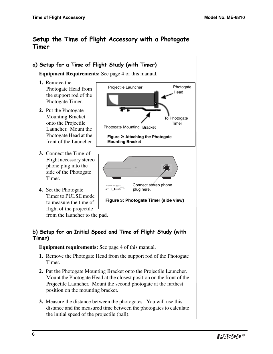 PASCO ME-6810 Time of Flight Accessory User Manual | Page 6 / 24