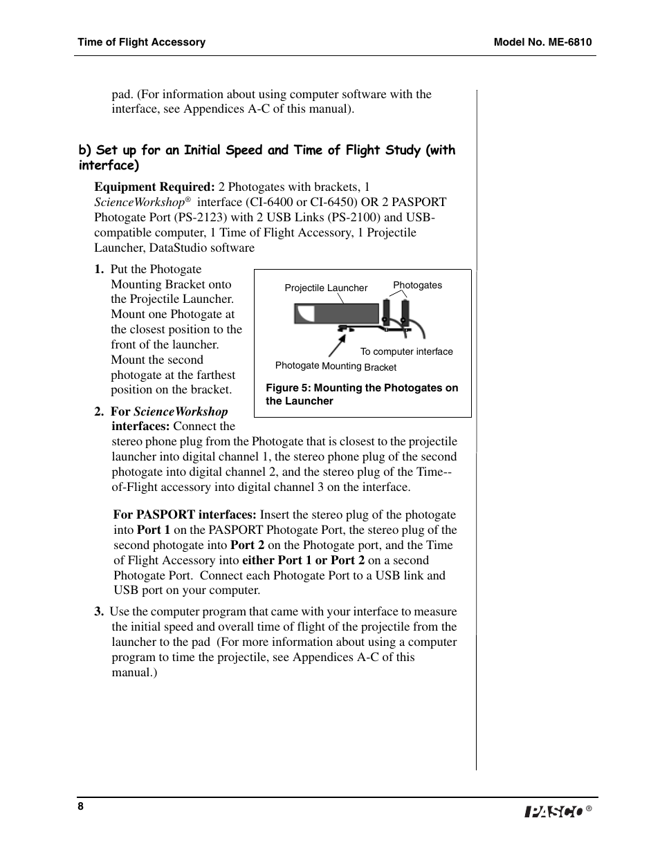 PASCO ME-6810 Time of Flight Accessory User Manual | Page 8 / 24