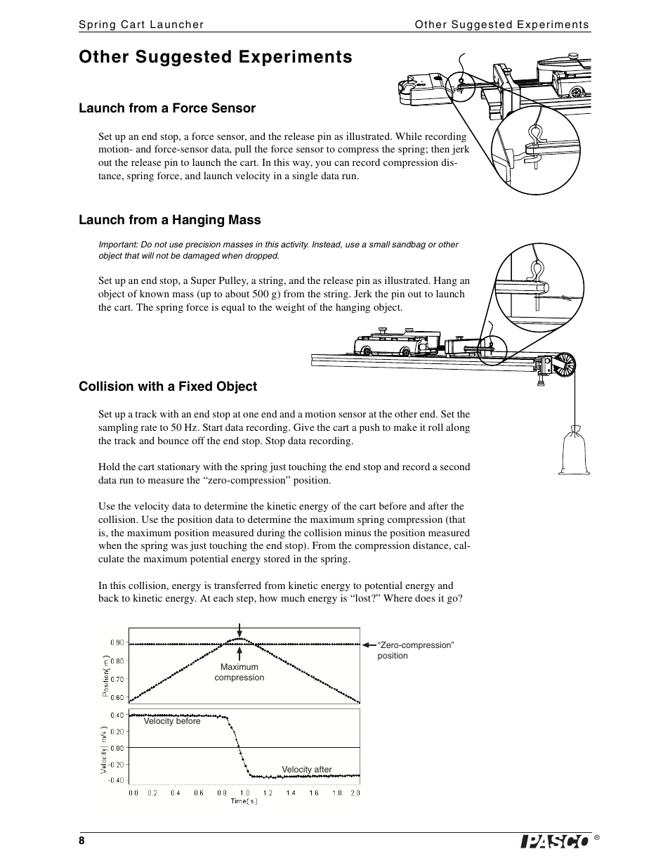 Other suggested experiments | PASCO ME-6843 Spring Cart Launcher User Manual | Page 8 / 9