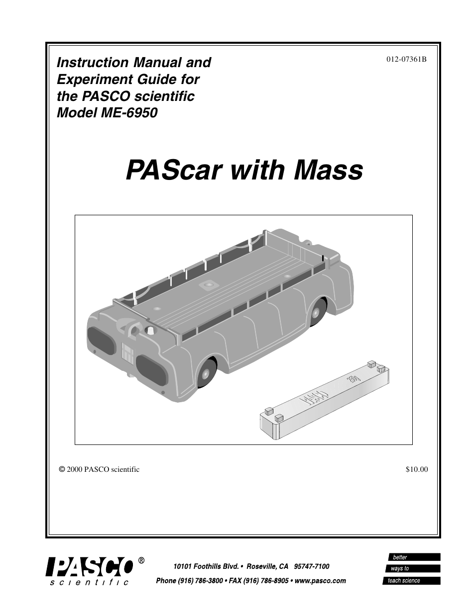 PASCO ME-6950 PAScar with Mass User Manual | 29 pages