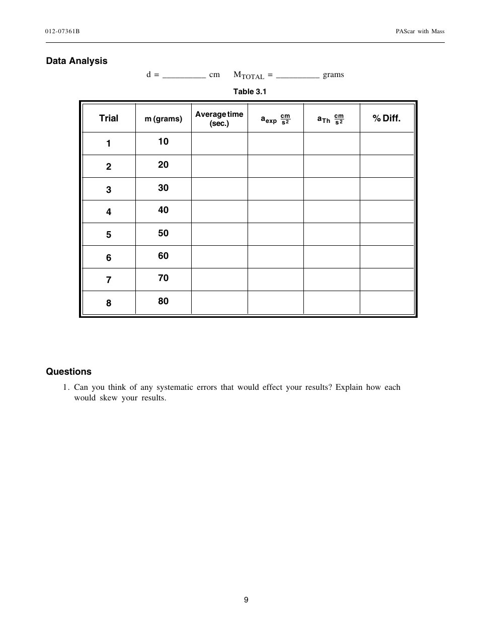 PASCO ME-6950 PAScar with Mass User Manual | Page 10 / 29