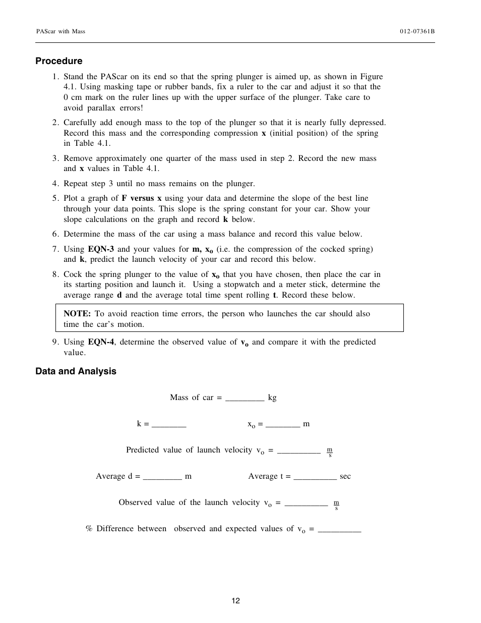 PASCO ME-6950 PAScar with Mass User Manual | Page 13 / 29