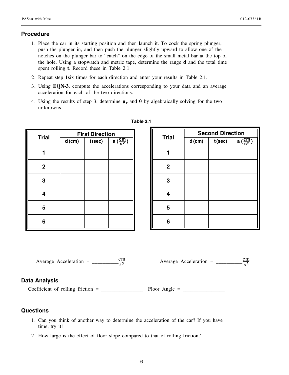 PASCO ME-6950 PAScar with Mass User Manual | Page 7 / 29