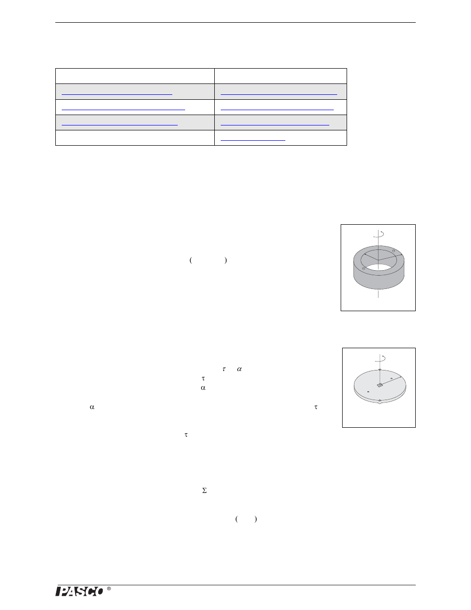 Experiment 2: rotational inertia of disk and ring | PASCO PS-2120A Rotary Motion Sensor User Manual | Page 9 / 17