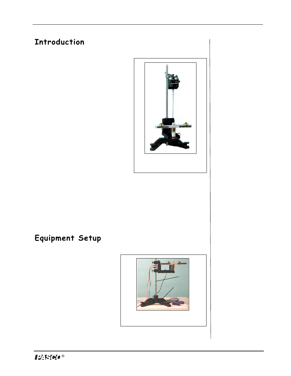 Introduction, Equipment setup | PASCO ME-8088 Centripetal Force Apparatus User Manual | Page 6 / 20