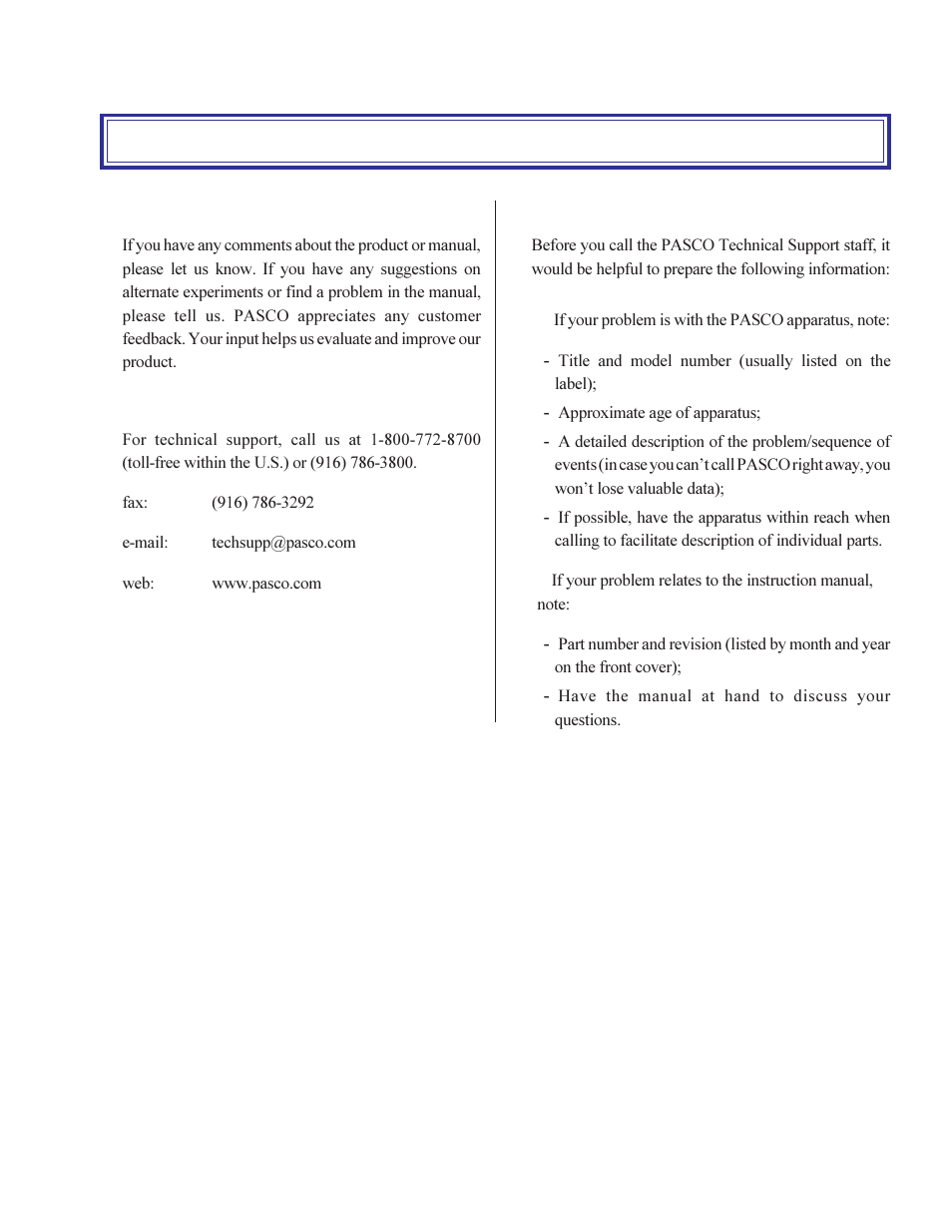 Technical support | PASCO ME-6569 RMS_IDS KIT User Manual | Page 35 / 36