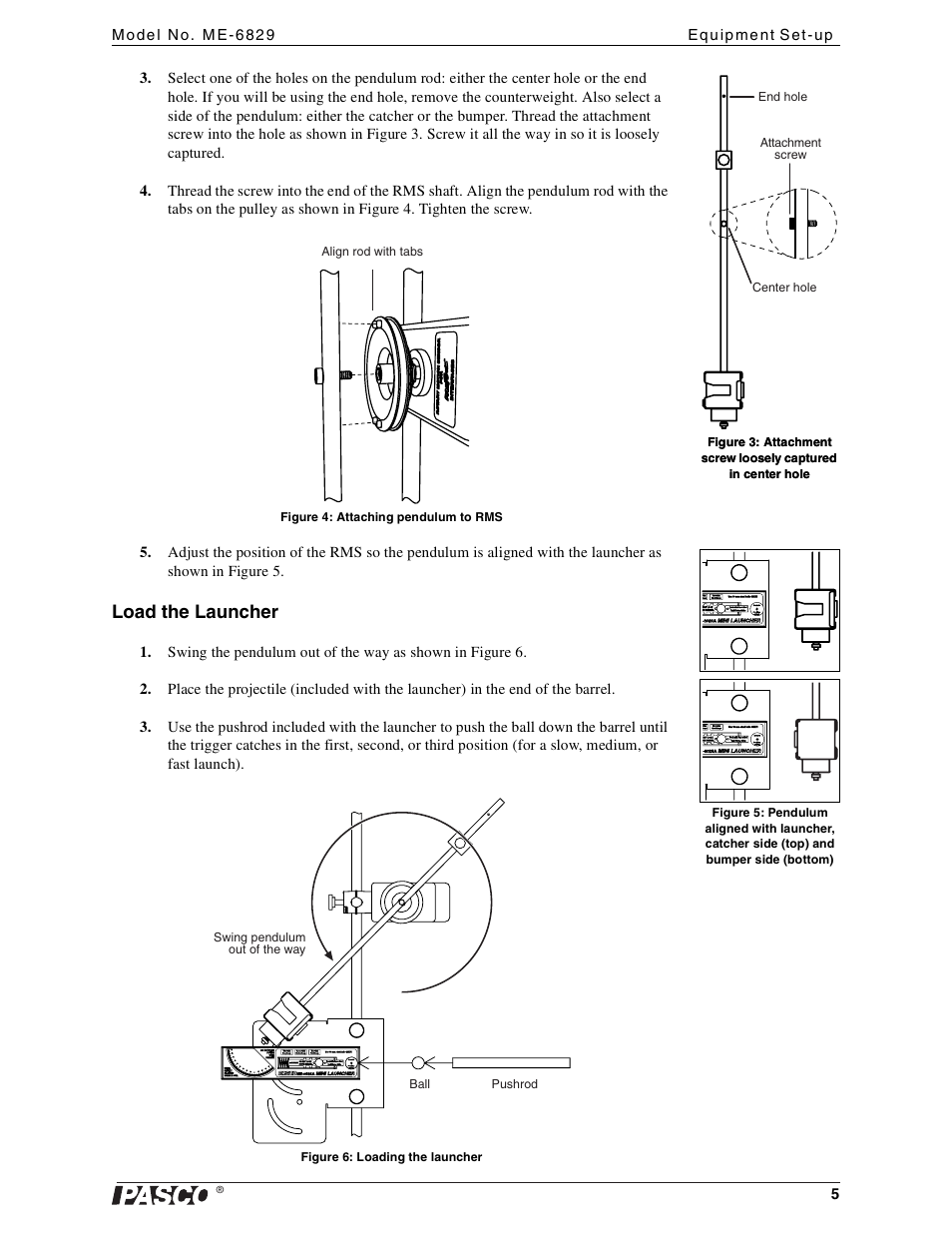 Load the launcher | PASCO ME-6829 Mini Launcher Ballistic Pendulum User Manual | Page 5 / 18