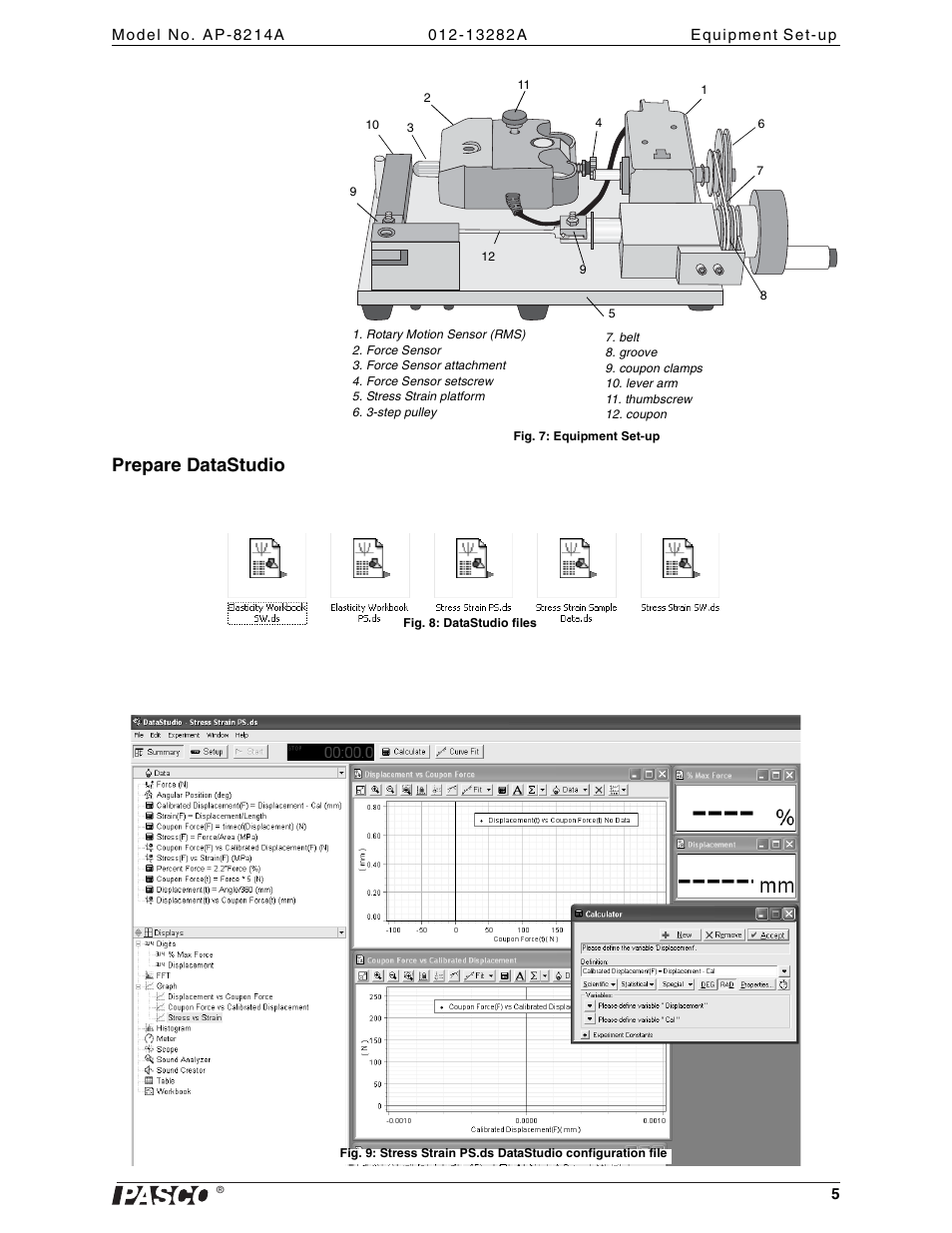 Prepare datastudio | PASCO AP-8214A Stress_Strain Apparatus User Manual | Page 5 / 12