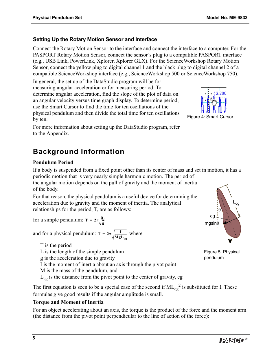 Background information | PASCO ME-9833 Physical Pendulum Set User Manual | Page 5 / 30