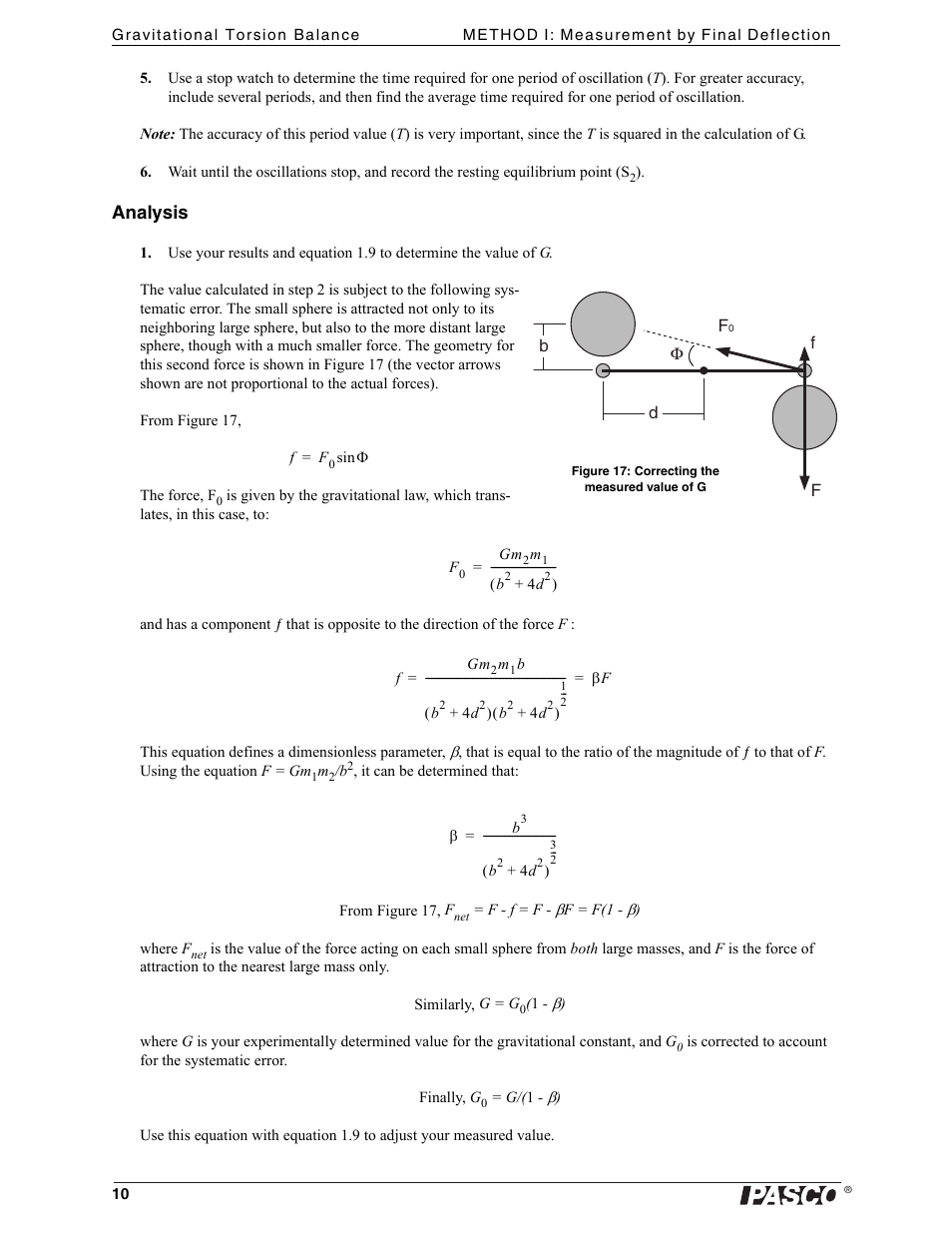 Analysis | PASCO AP-8215A Gravitational Torsion Balance User Manual | Page 14 / 20
