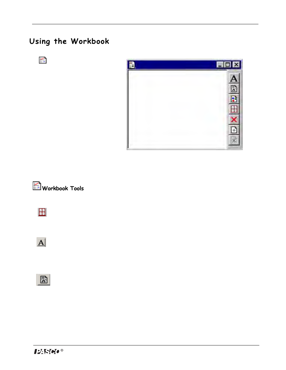 Using the workbook, Workbook tools | PASCO DataStudio Starter Manual User Manual | Page 19 / 20