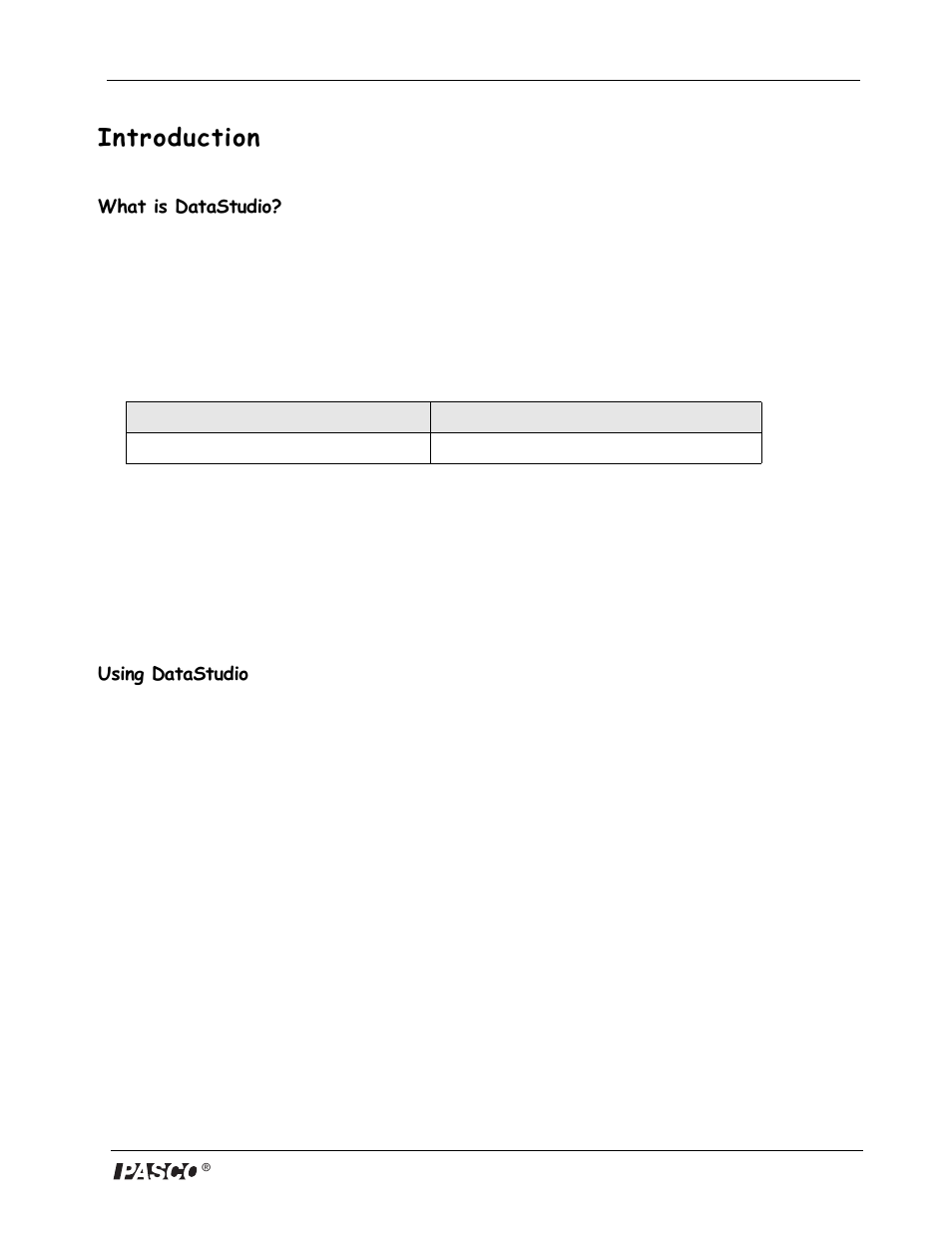Introduction, What is datastudio, Using datastudio | Open a pre-configured experiment, Open a pre-designed workbook | PASCO DataStudio Starter Manual User Manual | Page 3 / 20