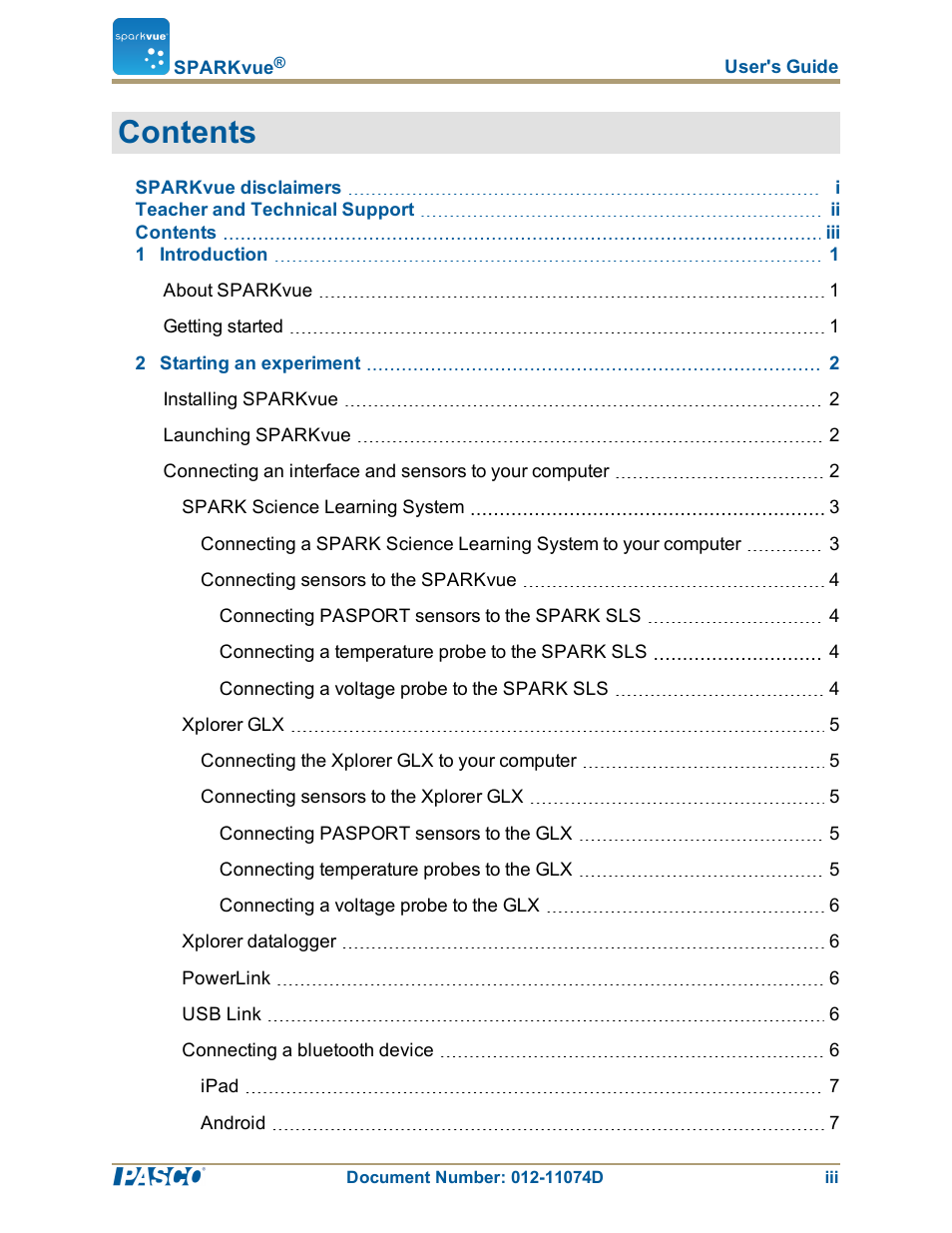 PASCO SPARKvue ver.2.0 User Manual | Page 4 / 118