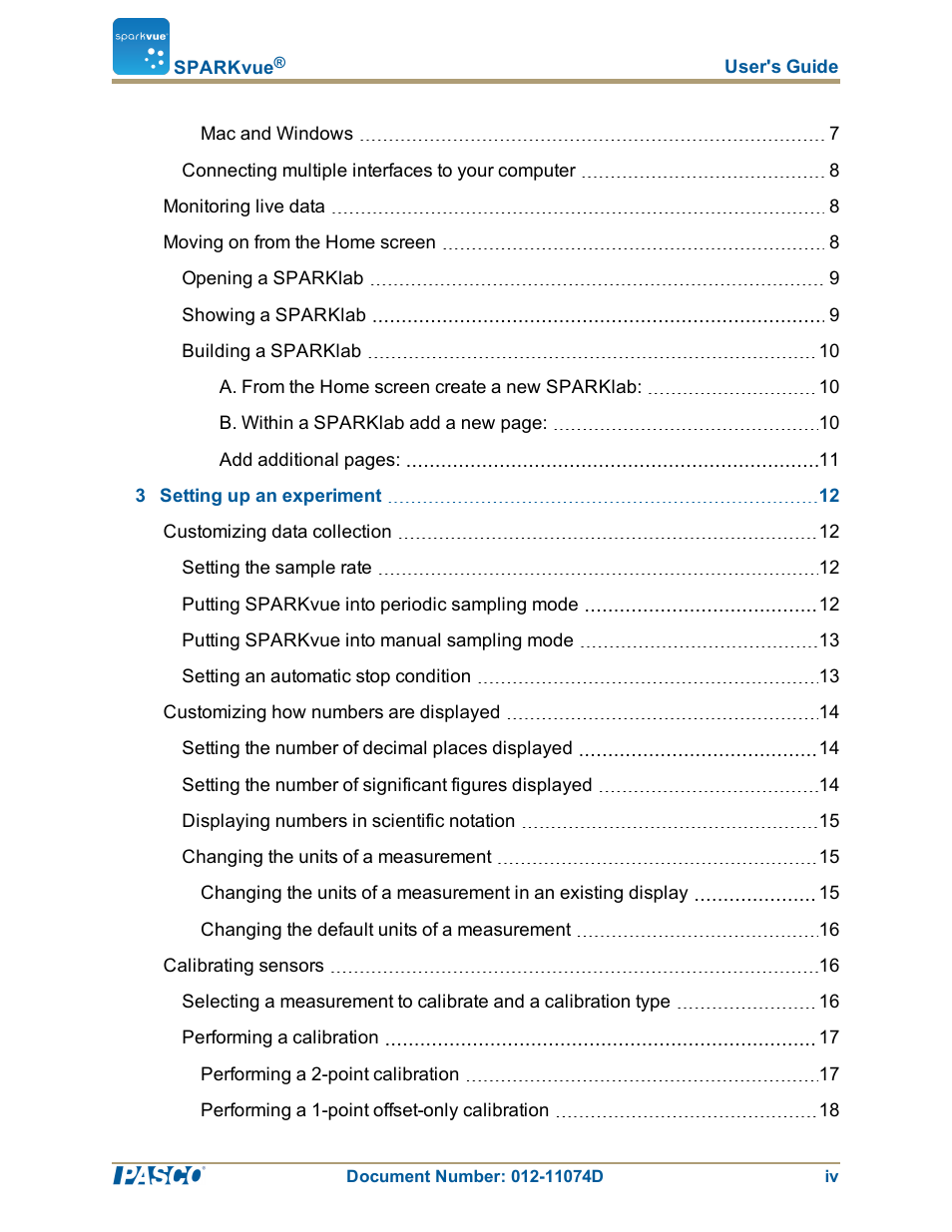 PASCO SPARKvue ver.2.0 User Manual | Page 5 / 118