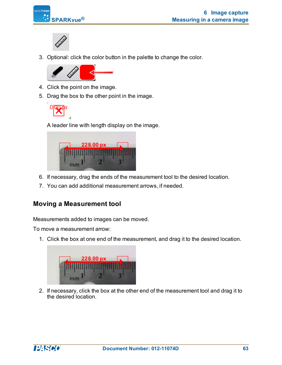 Moving a measurement tool, Moving a measurement tool": 63 | PASCO SPARKvue ver.2.0 User Manual | Page 75 / 118