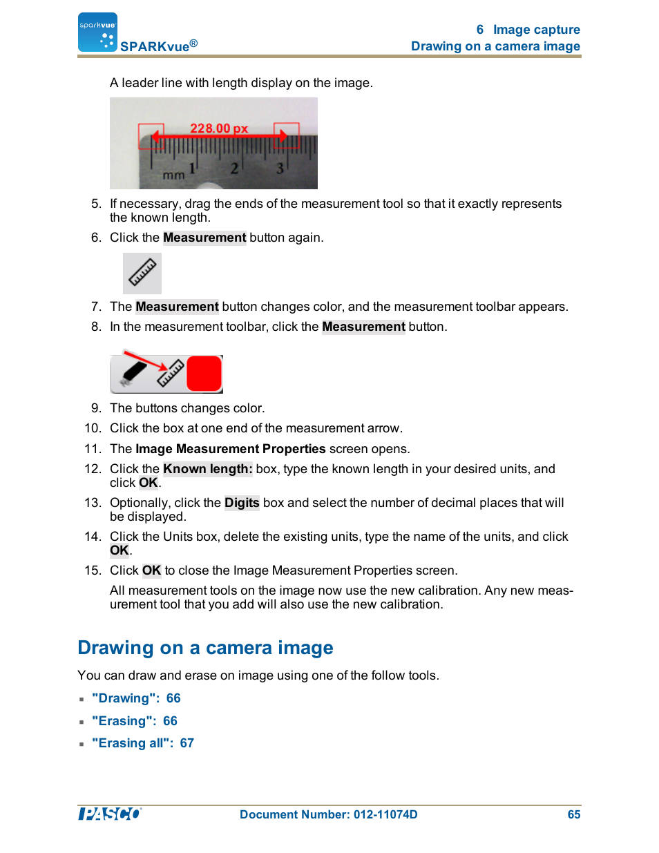 Drawing on a camera image, Drawing on a camera image": 65 | PASCO SPARKvue ver.2.0 User Manual | Page 77 / 118