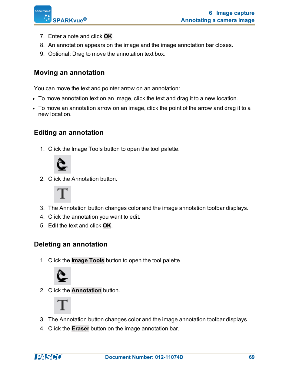 Moving an annotation, Editing an annotation, Deleting an annotation | PASCO SPARKvue ver.2.0 User Manual | Page 81 / 118