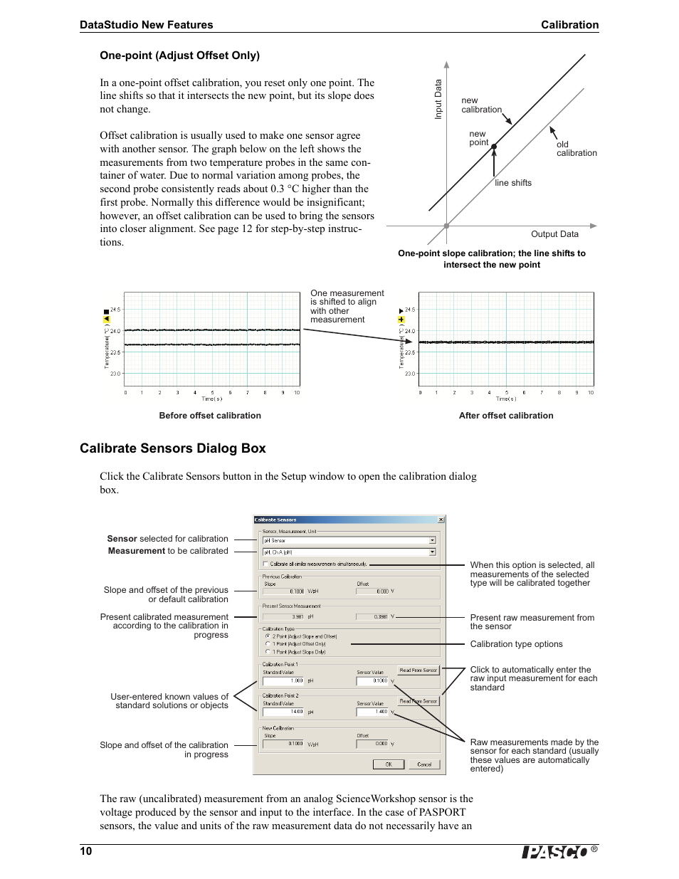 Calibrate sensors dialog box | PASCO DataStudio New Features Guide User Manual | Page 10 / 13