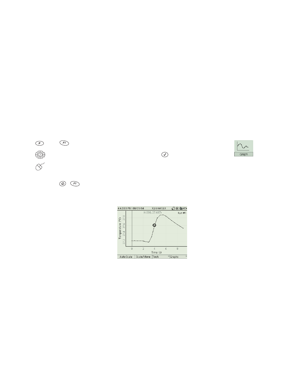 Chapter 1: displays, Graph, To open the graph | Chapter 1: displays graph, G ra p h | PASCO Xplorer-GLX Users’ Guide User Manual | Page 19 / 152