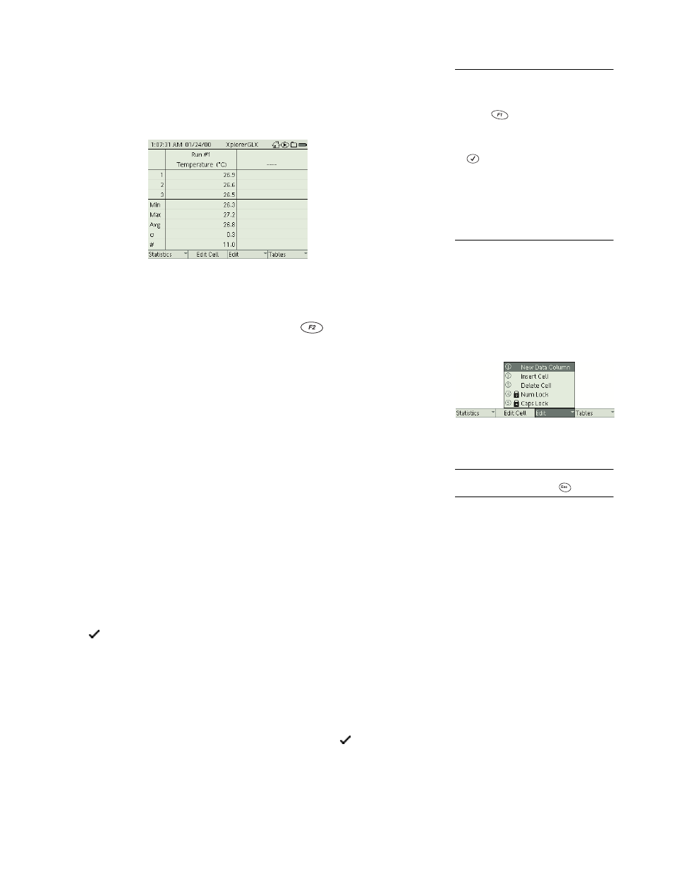 F2 edit cell, F3 edit | PASCO Xplorer-GLX Users’ Guide User Manual | Page 36 / 152