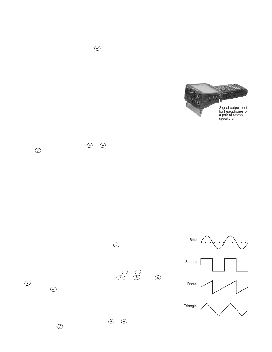 Output settings1, Left and right output channels, Output setting s | PASCO Xplorer-GLX Users’ Guide User Manual | Page 46 / 152