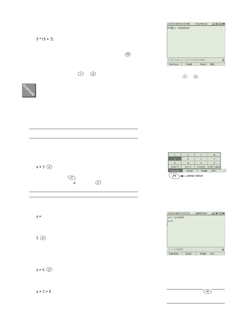 A + 3, A = 6, A + 3 = 8 | PASCO Xplorer-GLX Users’ Guide User Manual | Page 48 / 152