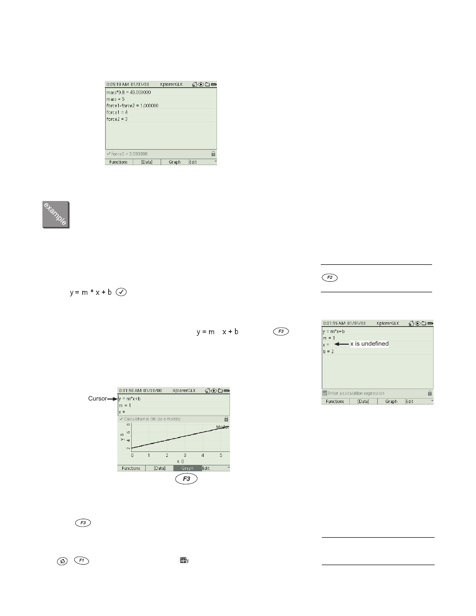 Y = m * x + b, Y = m, X + b | Graphing equations | PASCO Xplorer-GLX Users’ Guide User Manual | Page 50 / 152