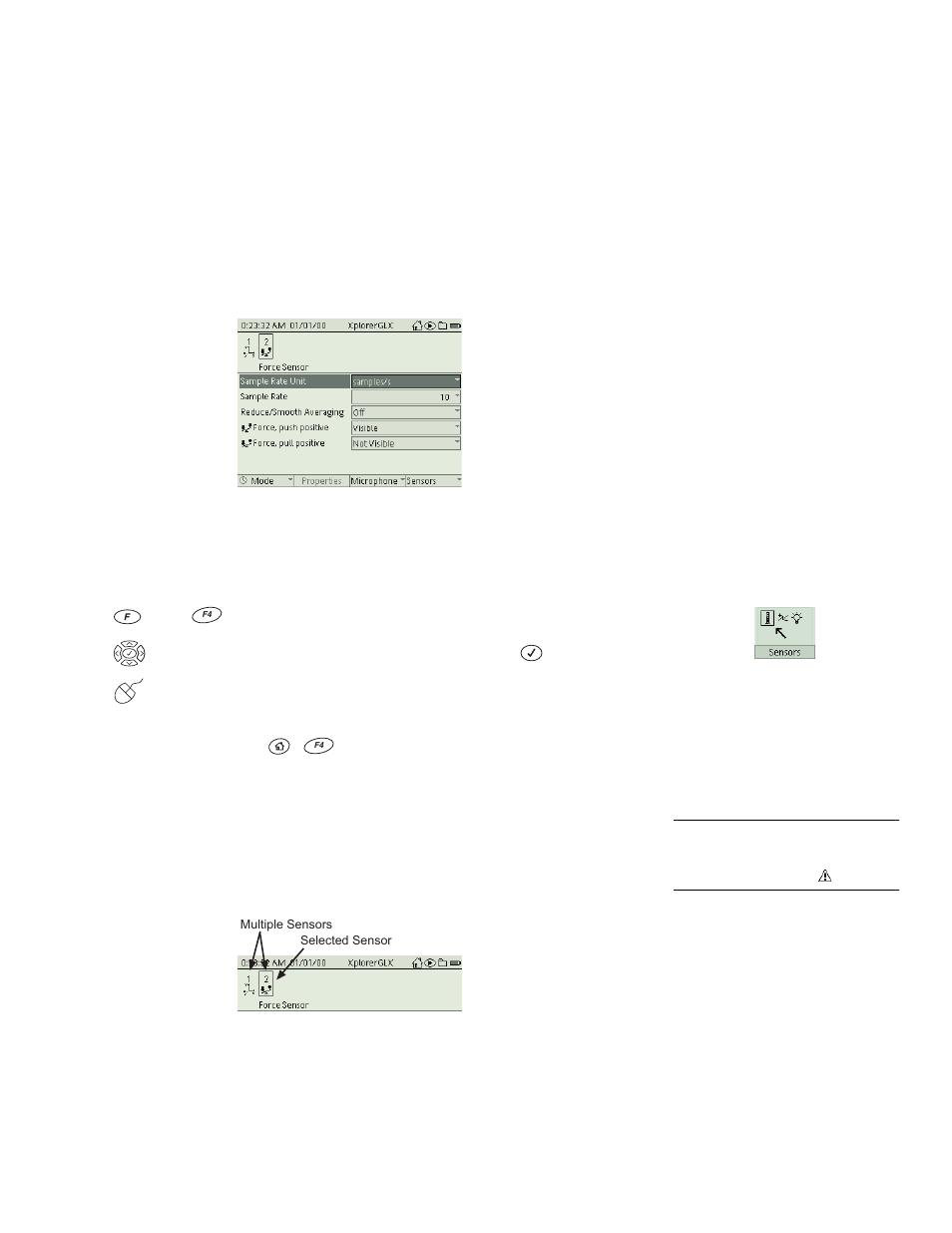 Chapter 3: settings and files, Sensors screen, To open the sensors screen | Working with multiple sensors, Chapter 3: settings and files sensors screen | PASCO Xplorer-GLX Users’ Guide User Manual | Page 61 / 152