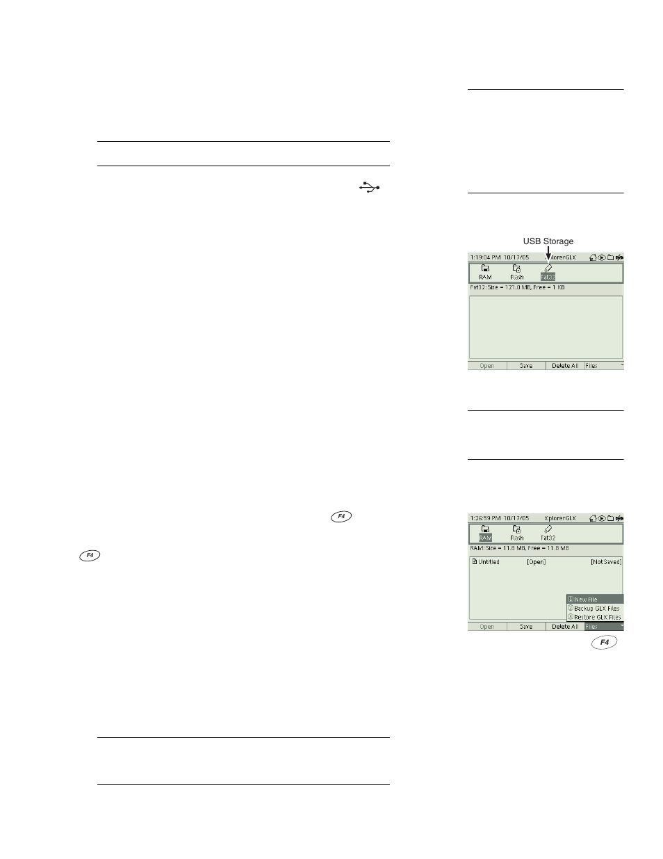 Using the glx with a usb storage device, The usb storage device must be for, File transfer | Backup and restore glx files | PASCO Xplorer-GLX Users’ Guide User Manual | Page 89 / 152