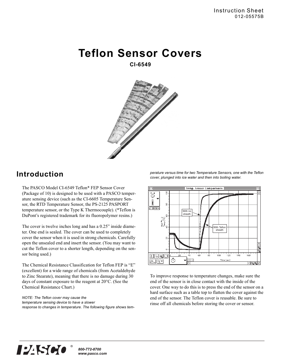 PASCO CI-6549 Teflon Sensor Covers User Manual | 4 pages