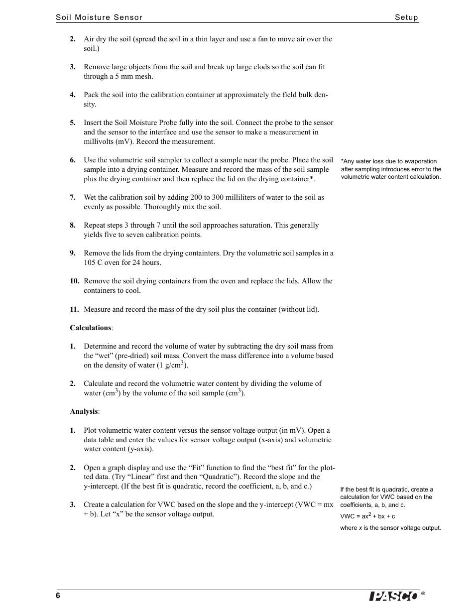 PASCO PS-2163 Soil Moisture Sensor User Manual | Page 6 / 10