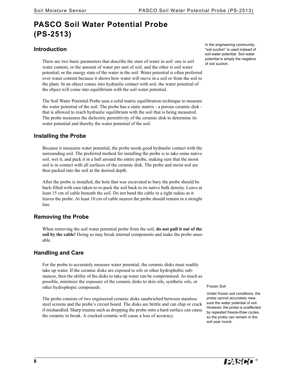 Pasco soil water potential probe (ps-2513) | PASCO PS-2163 Soil Moisture Sensor User Manual | Page 8 / 10