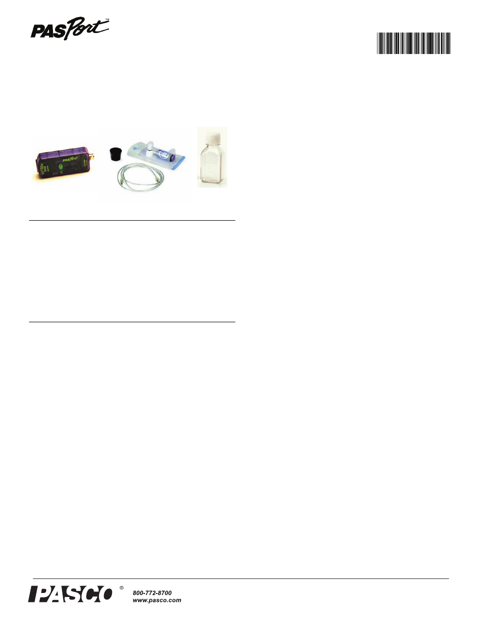 PASCO PS-2126A Oxygen Gas Sensor User Manual | 3 pages