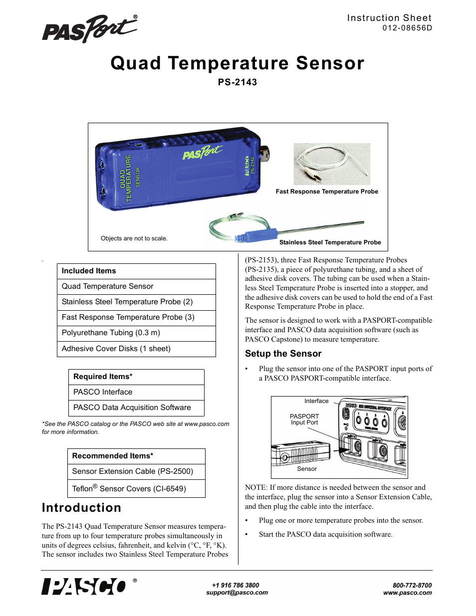 PASCO PS-2143 Quad Temperature Sensor User Manual | 2 pages