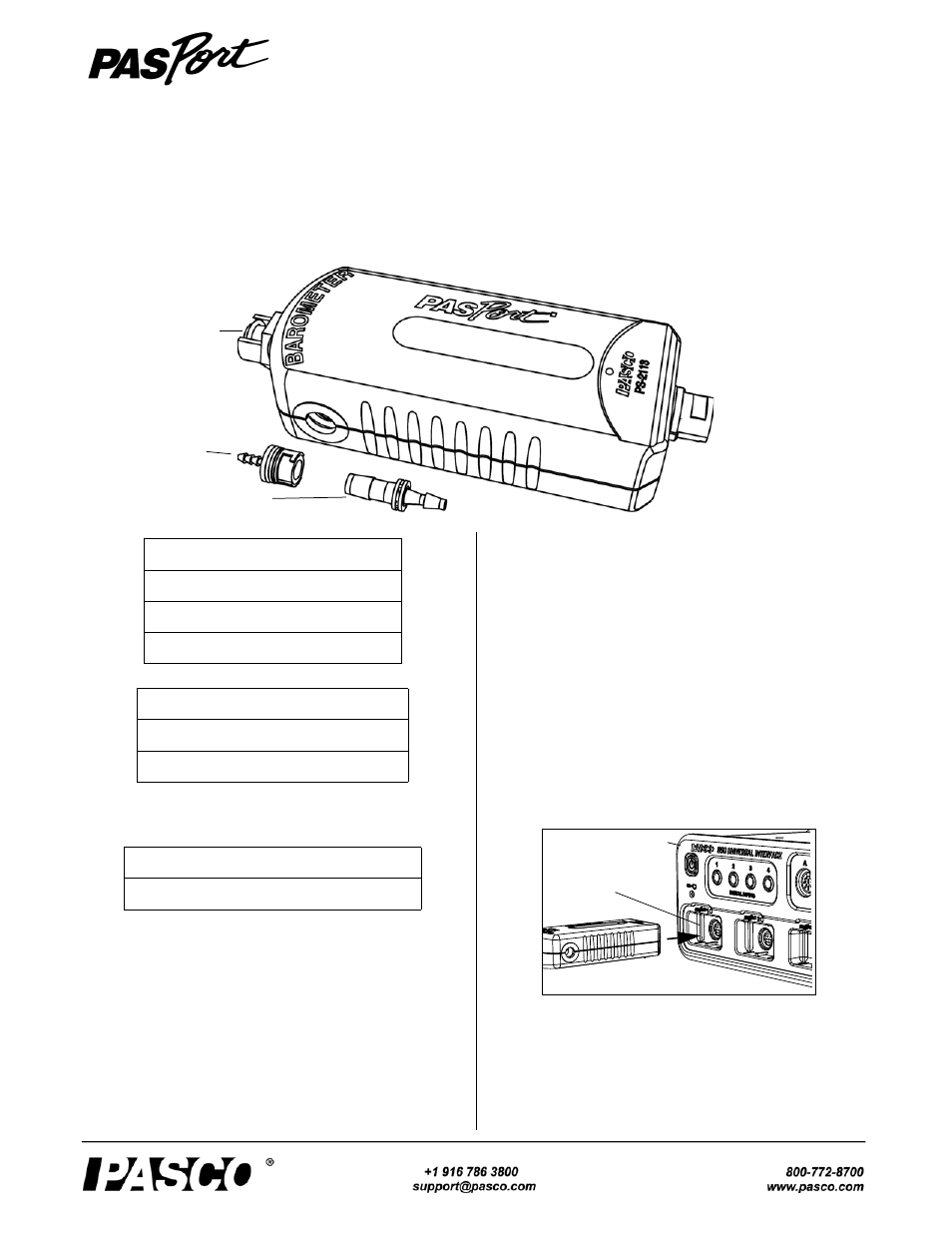 PASCO PS-2113A Barometer_Low Pressure Sensor User Manual | 3 pages