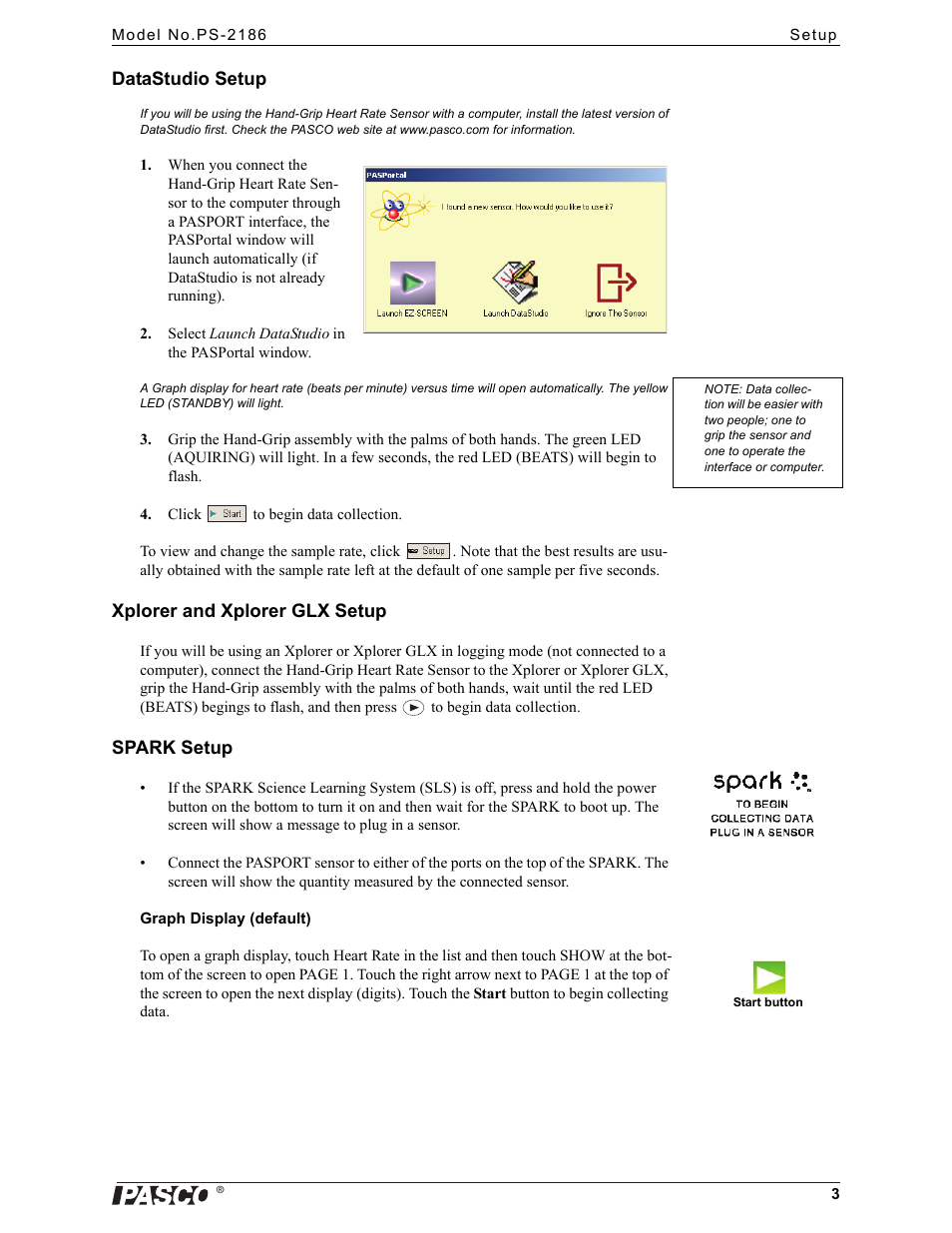 PASCO PS-2186 Hand-Grip Heart Rate Sensor User Manual | Page 3 / 5
