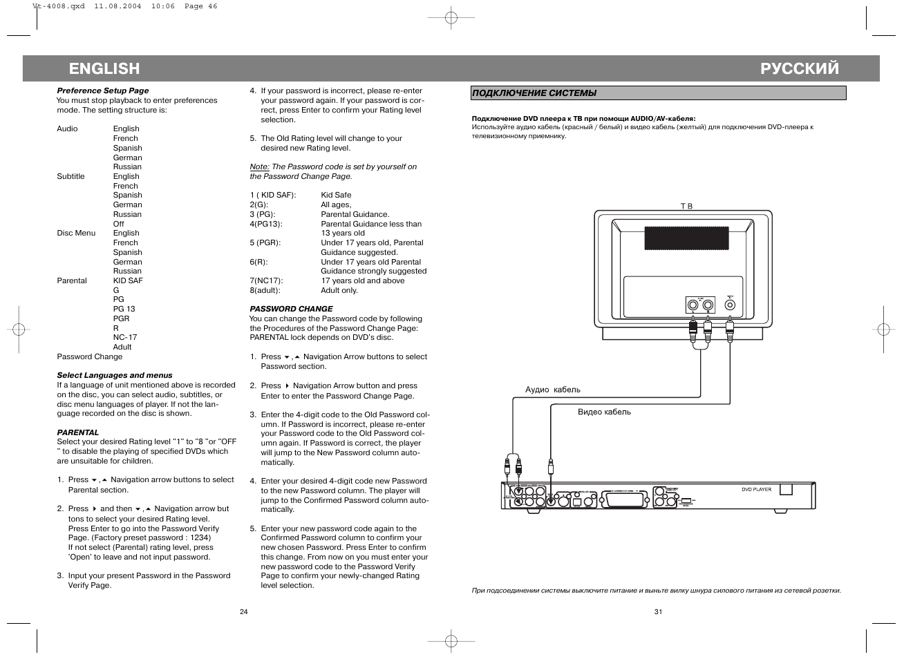 English, Русский | Vitek VT-4008 User Manual | Page 24 / 27