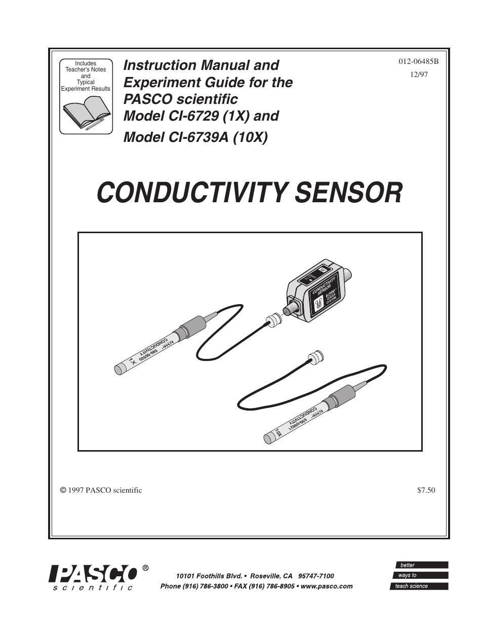 PASCO CI-6729 (1X) CONDUCTIVITY SENSOR User Manual | 34 pages