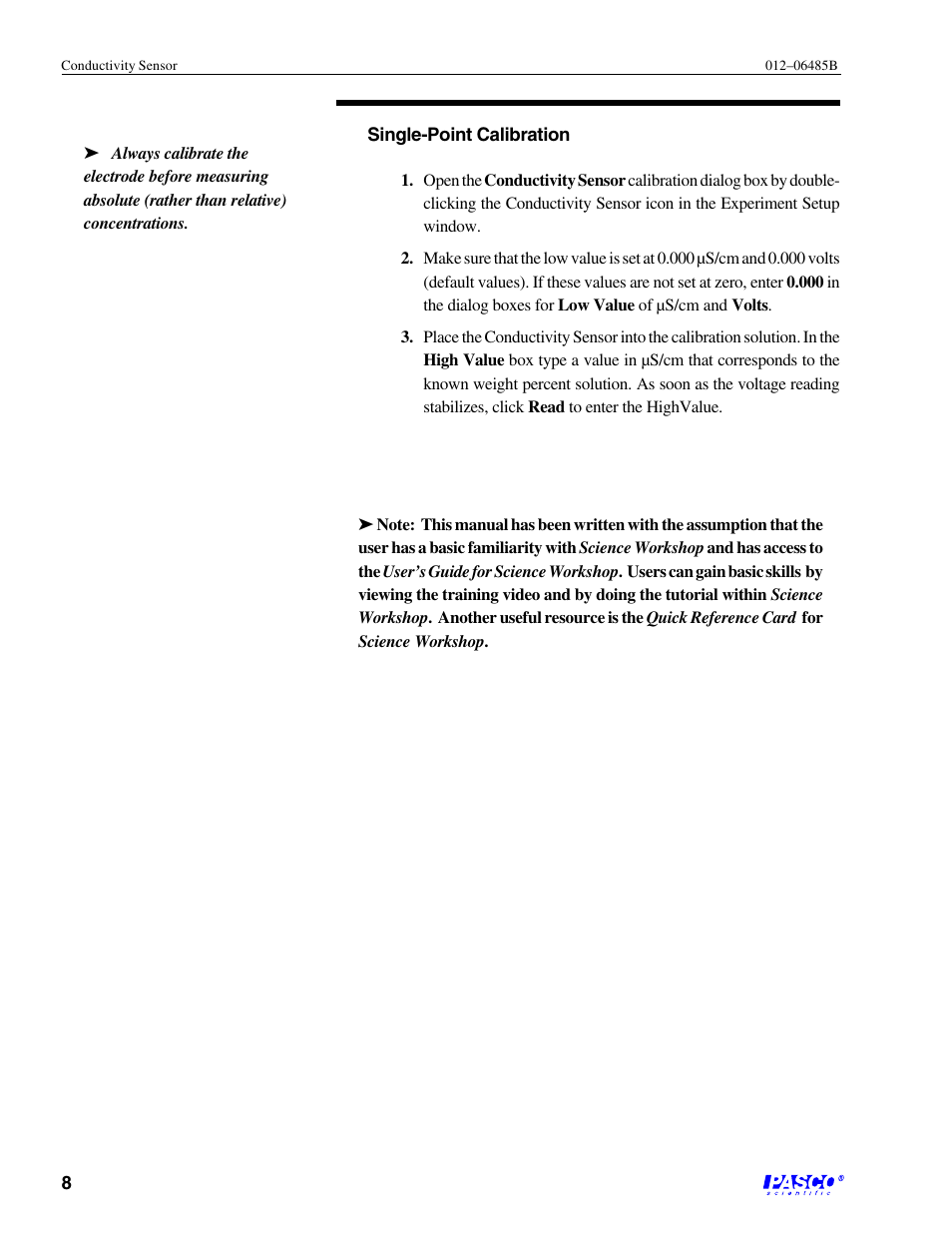 PASCO CI-6729 (1X) CONDUCTIVITY SENSOR User Manual | Page 12 / 34