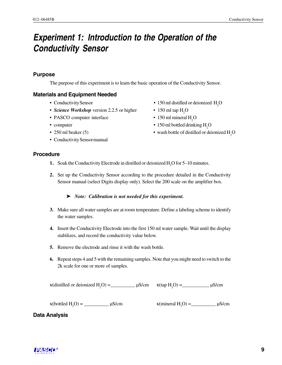 PASCO CI-6729 (1X) CONDUCTIVITY SENSOR User Manual | Page 13 / 34