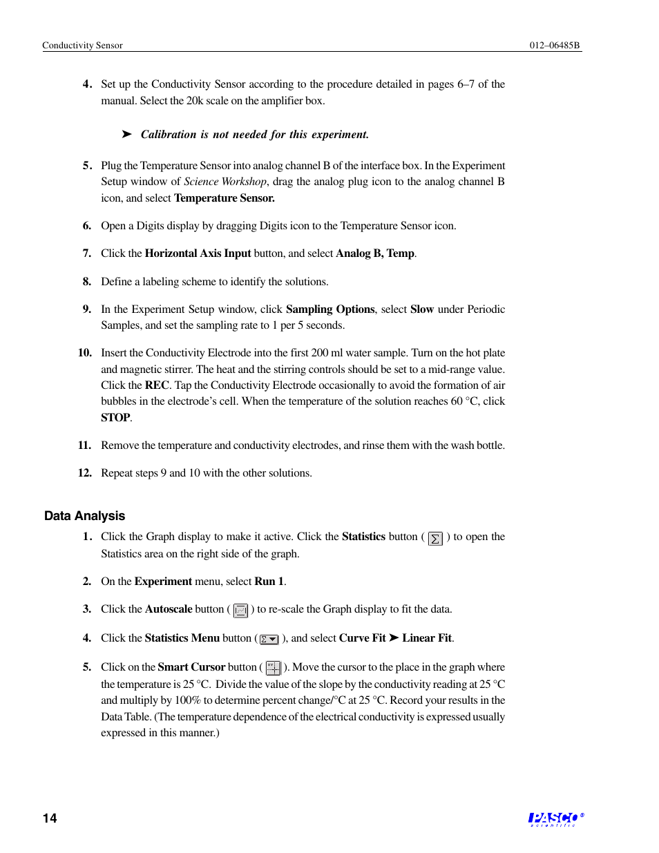 PASCO CI-6729 (1X) CONDUCTIVITY SENSOR User Manual | Page 18 / 34