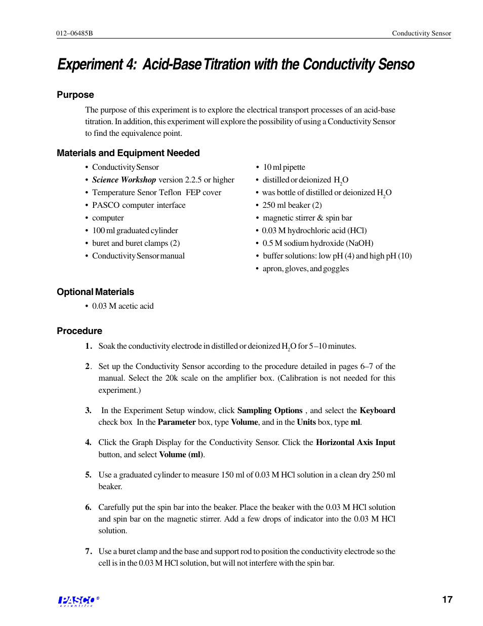 PASCO CI-6729 (1X) CONDUCTIVITY SENSOR User Manual | Page 21 / 34