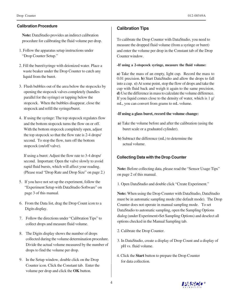 PASCO CI-6499 Drop Counter User Manual | Page 4 / 6