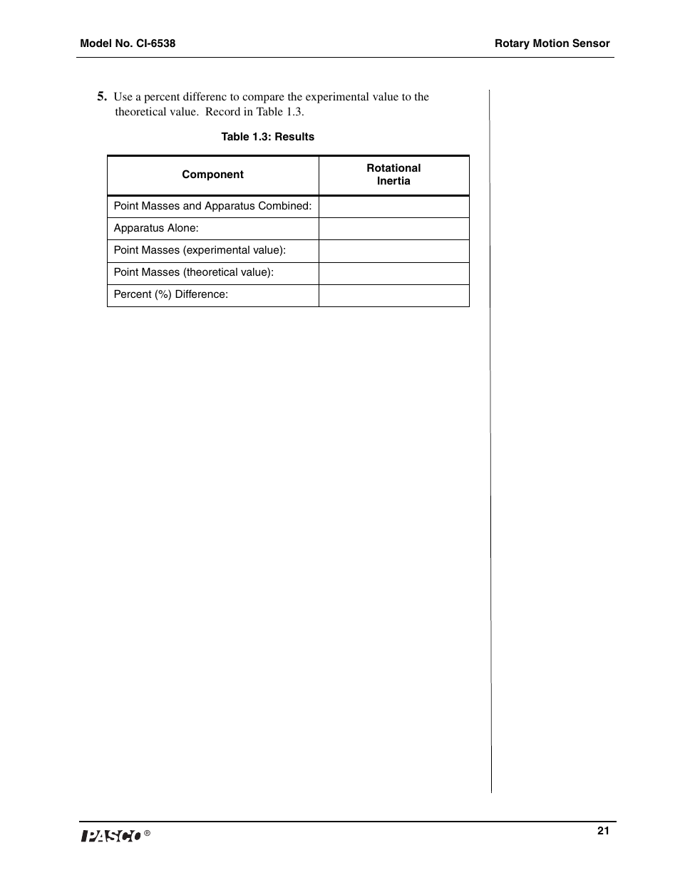 PASCO CI-6538 Rotary Motion Sensor User Manual | Page 22 / 34