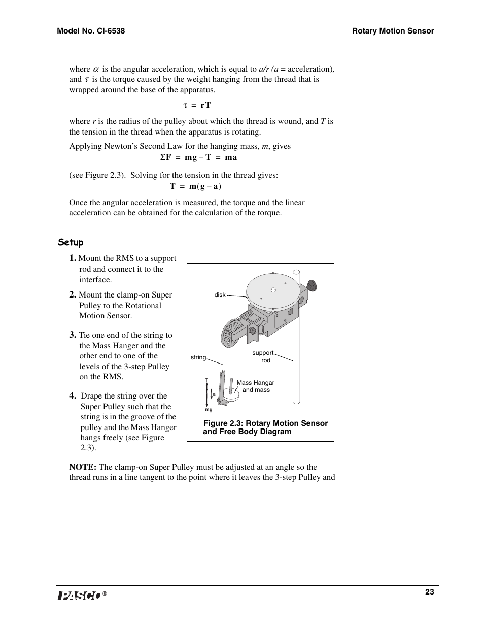 PASCO CI-6538 Rotary Motion Sensor User Manual | Page 24 / 34