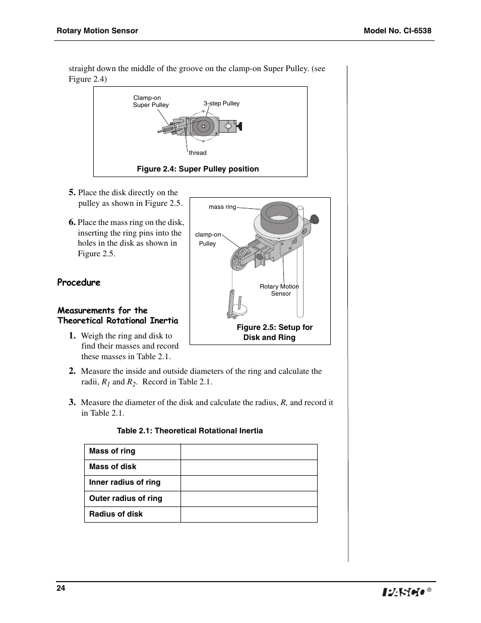 PASCO CI-6538 Rotary Motion Sensor User Manual | Page 25 / 34