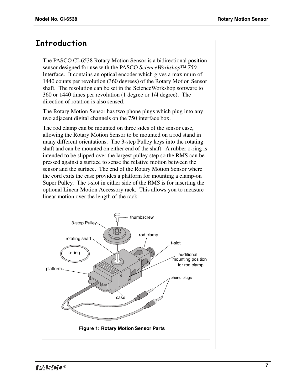 Introduction | PASCO CI-6538 Rotary Motion Sensor User Manual | Page 8 / 34